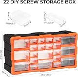 Simpa 22 Drawers Plastic DIY Tool Bit Storage Organiser Cabinet 49x25x16 cm view 2