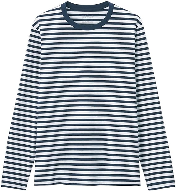 Amazon 無印良品 インド綿天竺編みクルーネック長袖tシャツ ボーダー Tシャツ カットソー 通販