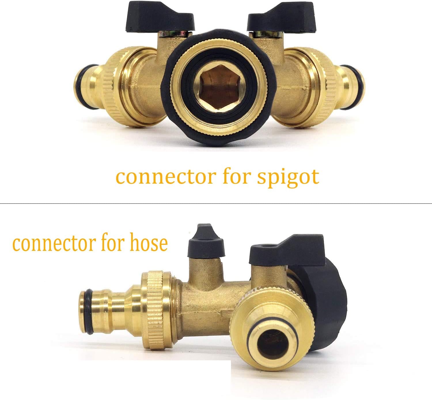 Tesmotor 2 Way Garden Hose Splitter, 2-Way Tap Connector with Individual On/off and Two Quick Connector - Image 3