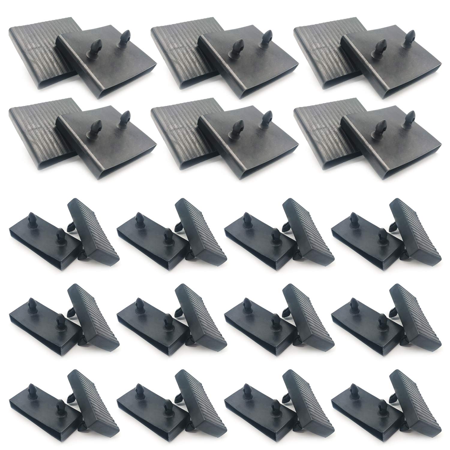 12pcs Bed Slat Centre Caps Holders, 24pcs Side Slat Bracket Cover (63mmx9mm Inside),Replacement Plastic Bed Slat Holders Kits Bundles,for single and double beds，Connector Accessories (Black)