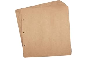 ADVcer 10 Sheets Double Sided (20 Pages) 11.6 x 11.6 inch Refill Pages, Acid Free Thick Additional Craft Paper Cardboard for All ADVcer 12x12" Loose-Leaf 3-Ring Binder Photo Album Scrapbook (Kraft)