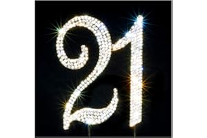 SCOTAMALONE 21Cake Topper | Premium Bling Rhinestone Diamond Gems | 50th Birthday or Anniversary Party Decoration Ideas | Quality Metal Alloy | Perfect Keepsake