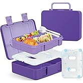 JOOPETALK Chill Bento Lunch Box for Kids Adult with Ice Pack,6-Compartment Reusable Leak-proof Lunch Container for Girls Boys to School,Keep Food Cold&Fresh,Dishwasher & Freezer Safe
