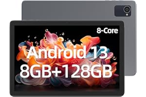 plimpton 10 inch Android 13 Tablet, Tablets with Octa-Core CPU, 8(4+4) GB RAM 128GB ROM, 1280x800 HD IPS Display, Wi-Fi 6, Dual Camera, 6000mAh Battery Powerful Performance Tablet – Space Gray