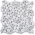 Stone Center Online Carrara Mix Bardiglio Grey Marble River Rocks Pebble Stone Mosaic Tile Tumbled Kitchen Bath Wall Floor Backsplash Shower (1 Sheet)