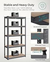 SONGMICS GLR030G02 Heavy Duty Shelving Unit 30 x 75 x 150 cm Steel Frame Grey view 3