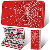 Gurgitat Switch Game Case for Nintendo Switch 2 / Switch / OLED / Lite - Cute Portable Storage Holder with 24 Game Card Slots and 24 Micro SD Cards Cartoon Cartridge for Boys Girls Kids, Red