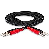Hosa CSS-203 Dual 1/4 Inch TRS to Same Stereo Interconnect Cable, 9.8 Feet