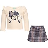 Magic Threadz Disney Clothes Minnie Mouse Baby Girls 2-Piece Skort Set – Long Sleeve Top & Plaid Skort Outfit Set (12M–24M)
