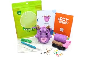 Yanpoake Crochet Kit for Beginners, Pterosaur Crocheting Animal Kit for Adults and Kids, Crochet Starter Knitting Kit for Complete Beginners with Step-by-Step Instructions and Video Tutorials