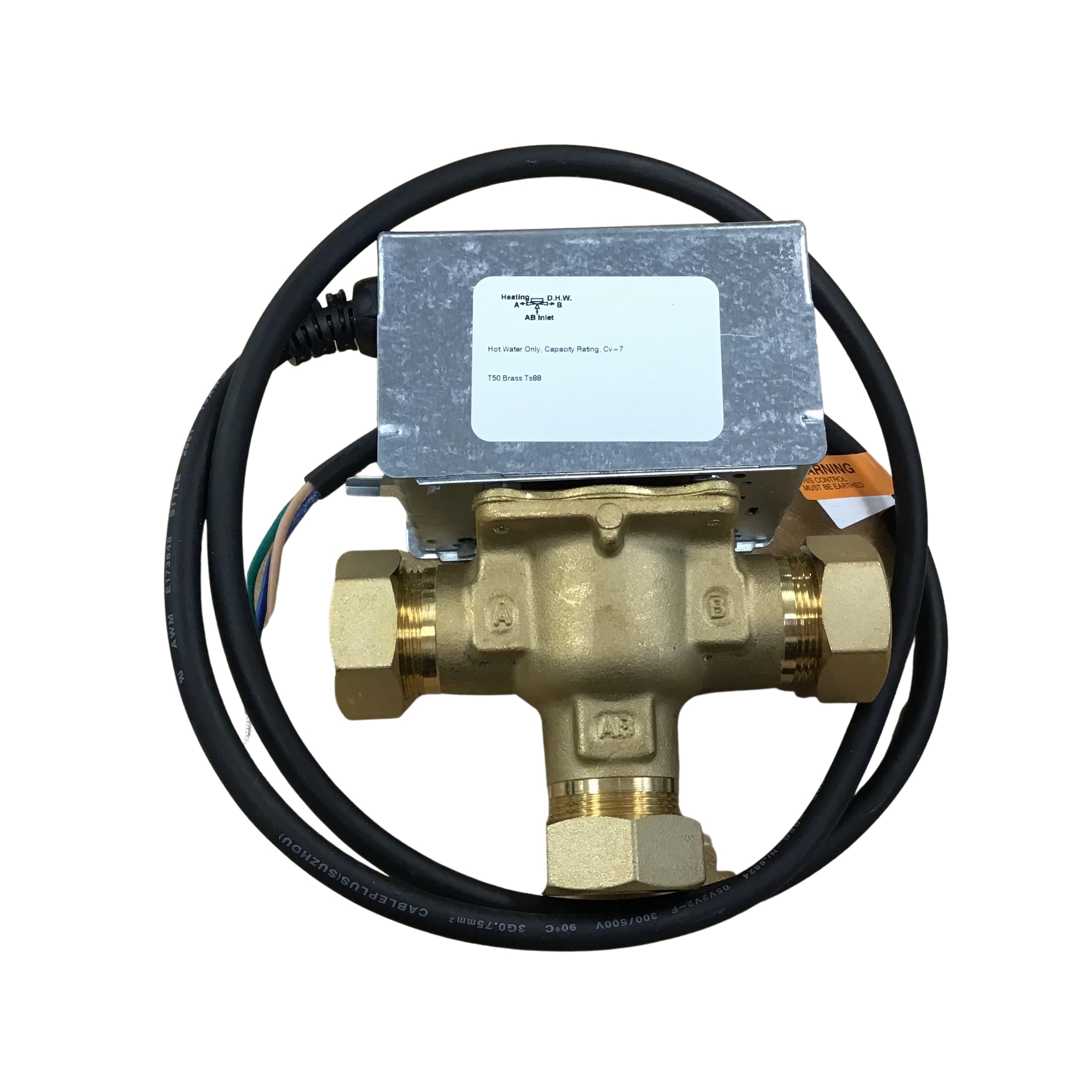 Honeywell V4044C1288 White V4044C Motorised Diverter Valve with 22 mm