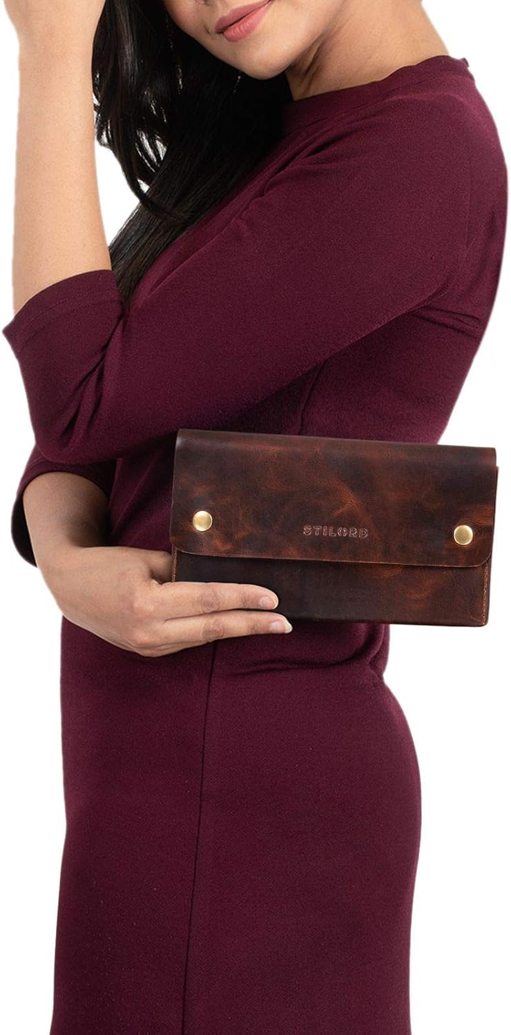 STILORD 'Griffin' Leather Case Vintage Pouch for Pencil Cosmetic Money Glasses Keys Small Organizer in Genuine Leather, Colour:Kara - Cognac - Image 3
