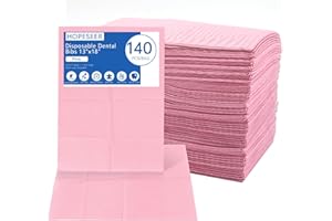 HOPESEER 4-Ply Dental Bibs Disposable, 140 Pack Absorbent Nail Paper Towel 13"x18", Non-Tear Tattoo Supplies Bibs for Dentist, Nail Techs, Tattoo Parlor, Makeup Artist (Pink)