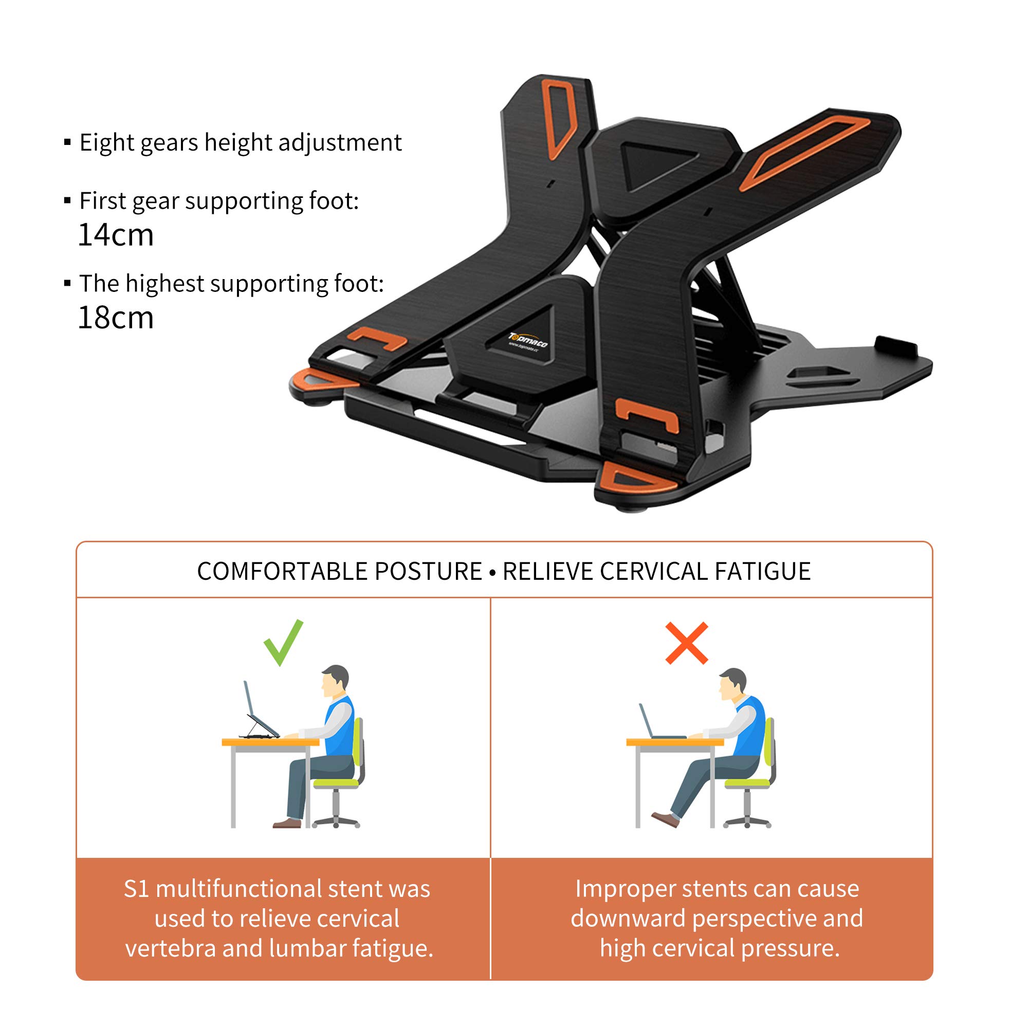 Laptop Stand TopMate Portable Laptop Riser 360° Swivel Base Adjustable Eye-Level Ergonomic Design Foldable Desktop Notebook Holder Mount with Phone Stand for Laptop Within 17\