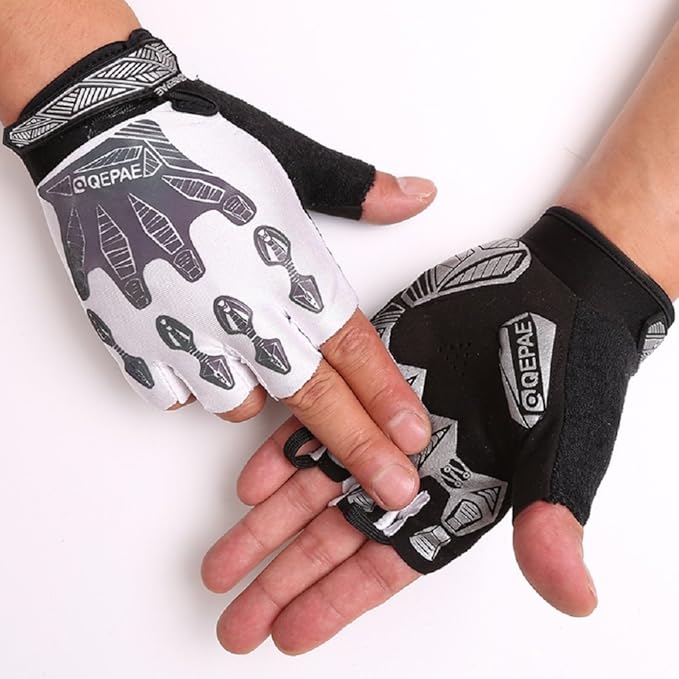 Tofern Men Fashion Reflective Skeleton Patterns Fingerless Half Finger