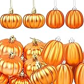 Pinenjoy 12Pcs Fall Pumpkin Hanging Ornaments 2 Inch Plastic Orange Pumpkin Ball Decorations for Thanksgiving Autumn Harvest Halloween Birthday Party Home Christmas Tree Decors