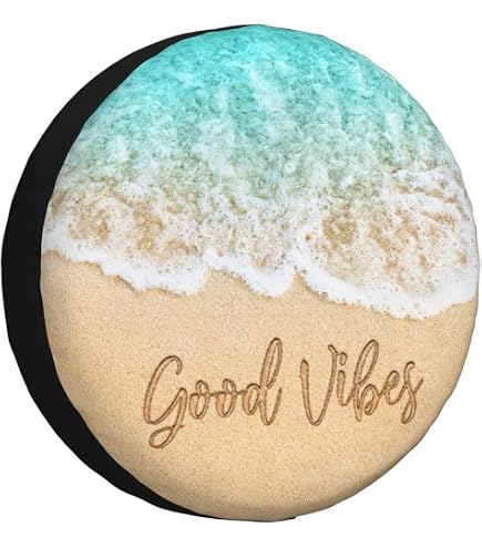 NOMEDOGY Blue & White Wave Spare Tire Cover - 15 Inch, Weatherproof Polyester For SUV, Truck, RV