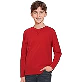 ZUEMET Boys Long Sleeve Shirts Cotton Crewneck T-Shirts for Boy Kids Basic Tee Sweatshirt 7-14 Years