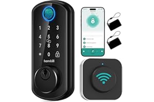 Smart WiFi Front Door Lock: Hornbill Keyless Entry Fingerprint Deadbolt - Alexa Bluetooth Electronic Keypad Door Locks for House Apartment Auto Lock APP Remote Control Black
