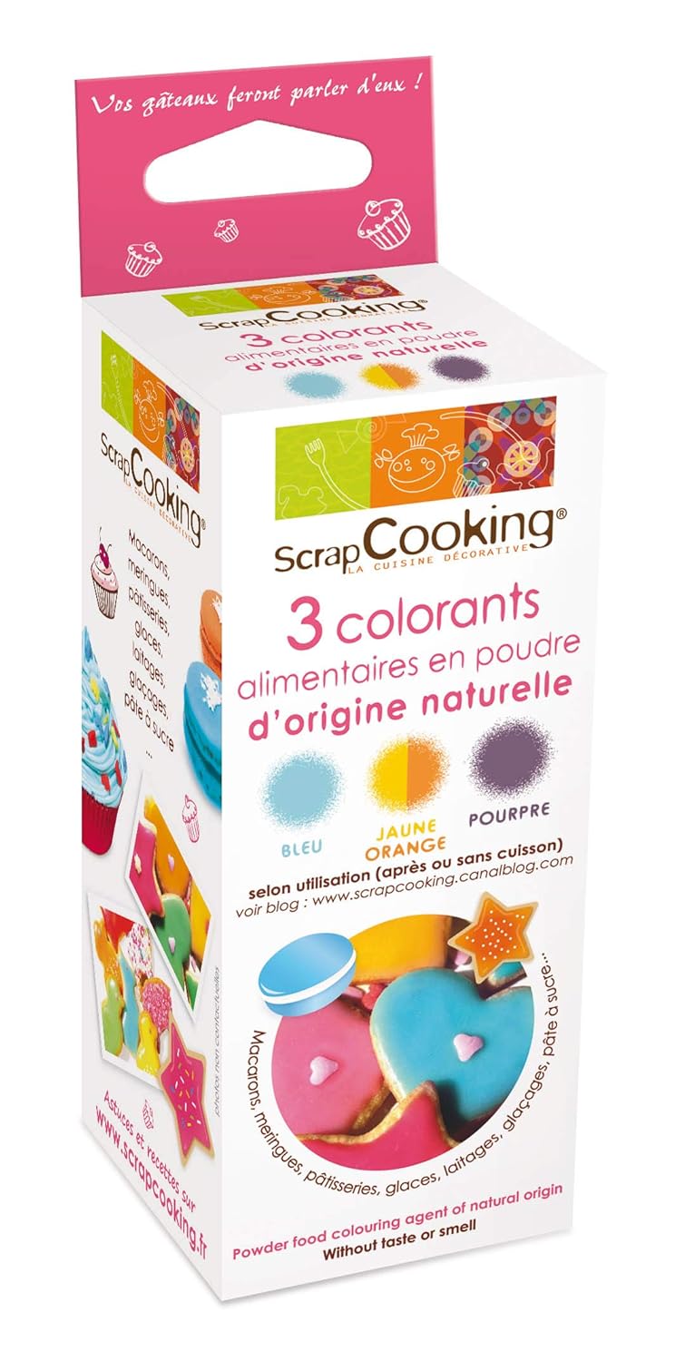 3 natural food colouring purple/orange/blue