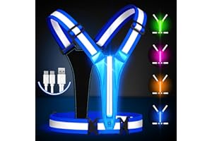 LED Reflective Running Vest Gear,Light Up Vest Runners Night Walking USB Rechargeable,Up to 11hrs Light with Adjustable Waist