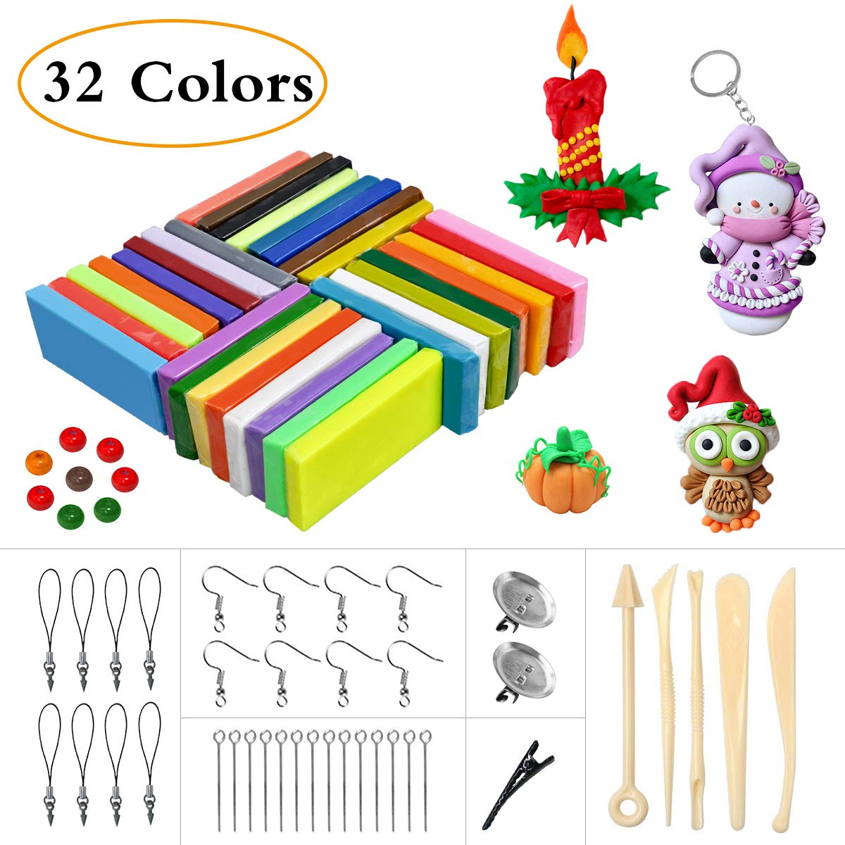 LOYOU Polymer Clay, 26 Colours Oven Bake Clay with Bright Color Soft DIY Clay Set with 5 Tools and 40 Accessories, Moulding Clay Toy Best Gift for Kids