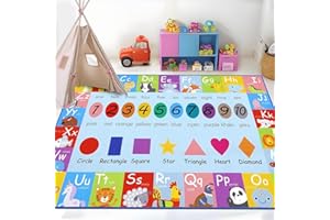 HEBE Kids Play Rug 3'4"x5' ABC Alphabet Numbers Shapes Educational Kid Area Rug Washable Baby Crawling Mat Non Slip Kid Play Mat Carpet for Girl Boy Bedroom Playroom