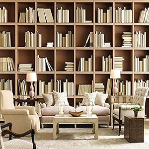 Mural de pared papel pintado estilo europeo 3d biblioteca sala de estar