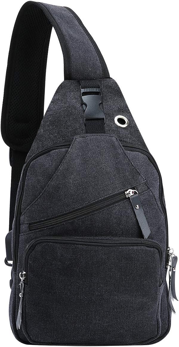 Sling Bag Multipurpose Daypacks Shoulder Bags Crossbody Backpack for Mens&Womens Hiking,Camping,Sports Chest Bag (Black-1)