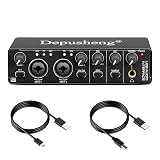 Depusheng RX2 usb audio interface computer recording sound card, home studio audio interface, can connect 48V condenser microphone, guitar recording