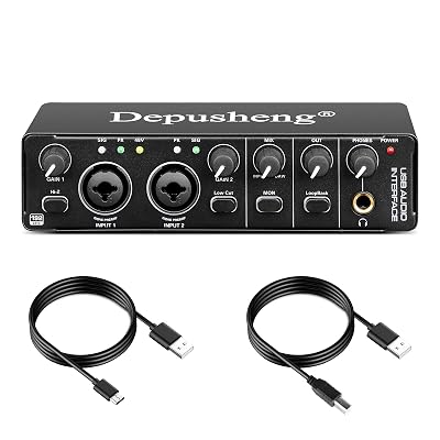 Depusheng RX2 usb audio interface computer recording sound card, home studio audio interface, can connect 48V condenser microphone, guitar recording