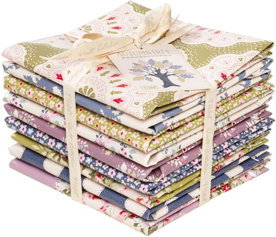 Tilda Fat Quarter Fabric Bundle 50cm x 55cm Autumntree, 9 Pieces, Multi
