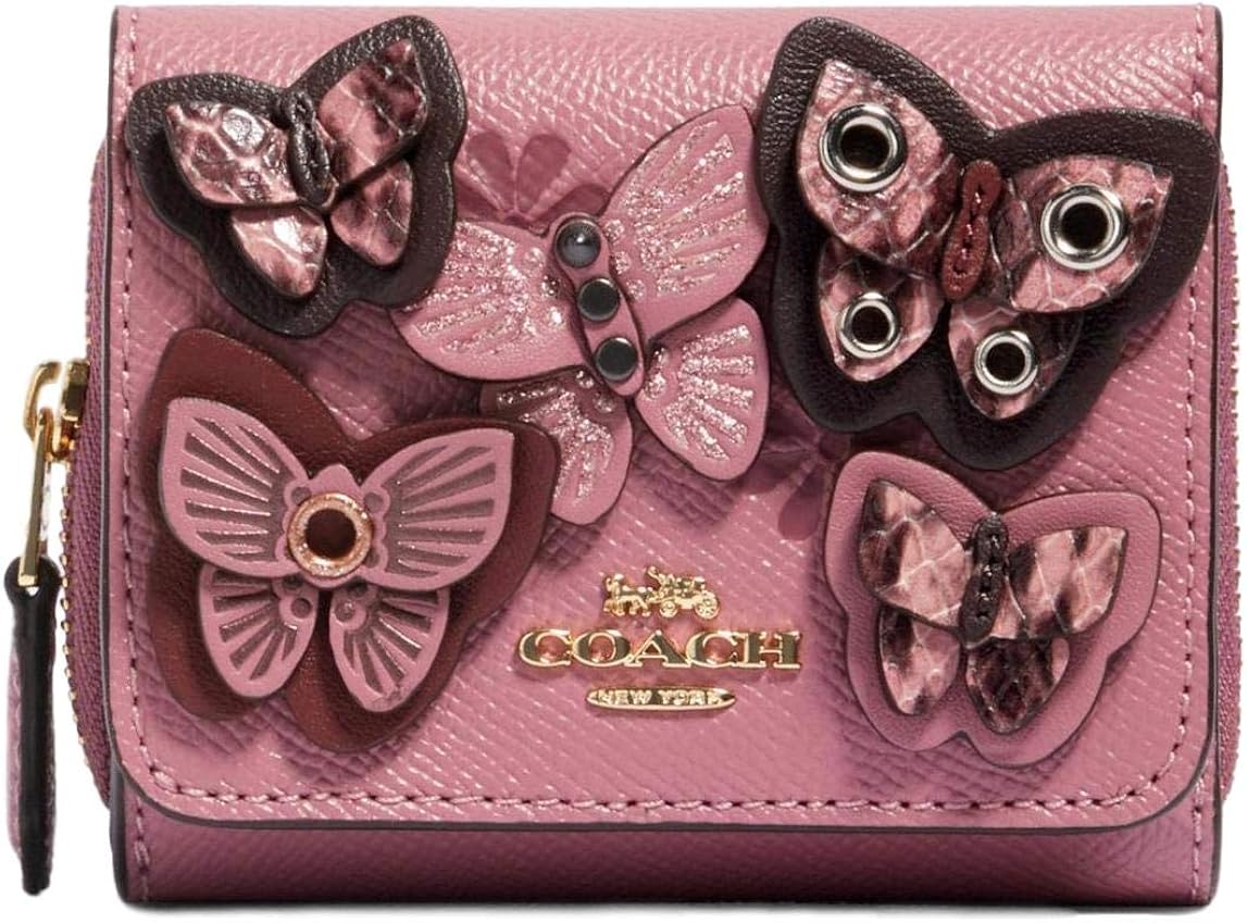 Coach Small trifold wallet with butterfly applique Rose Multi at