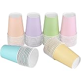 URATOT 60 Pieces 9 Ounce Disposable Paper Cups Pastel Rainbow Party Cups Drinking Cups for Party, DIY and Holiday, 6 Colors