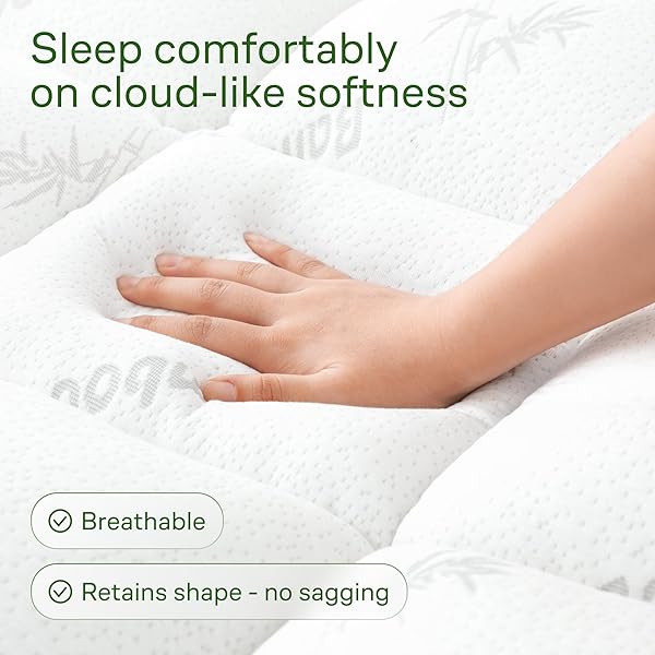 EXTRA-THICK 2 INCH QUEEN SIZE MATTRESS TOPPER — ULTRA PLUSH & SOFT TALL VISCOSE DERIVED FROM BAMBOO MATTRESS PAD, NATURALLY COOLING & PERFECT FOR BACK PAIN RELIEF, WHITE