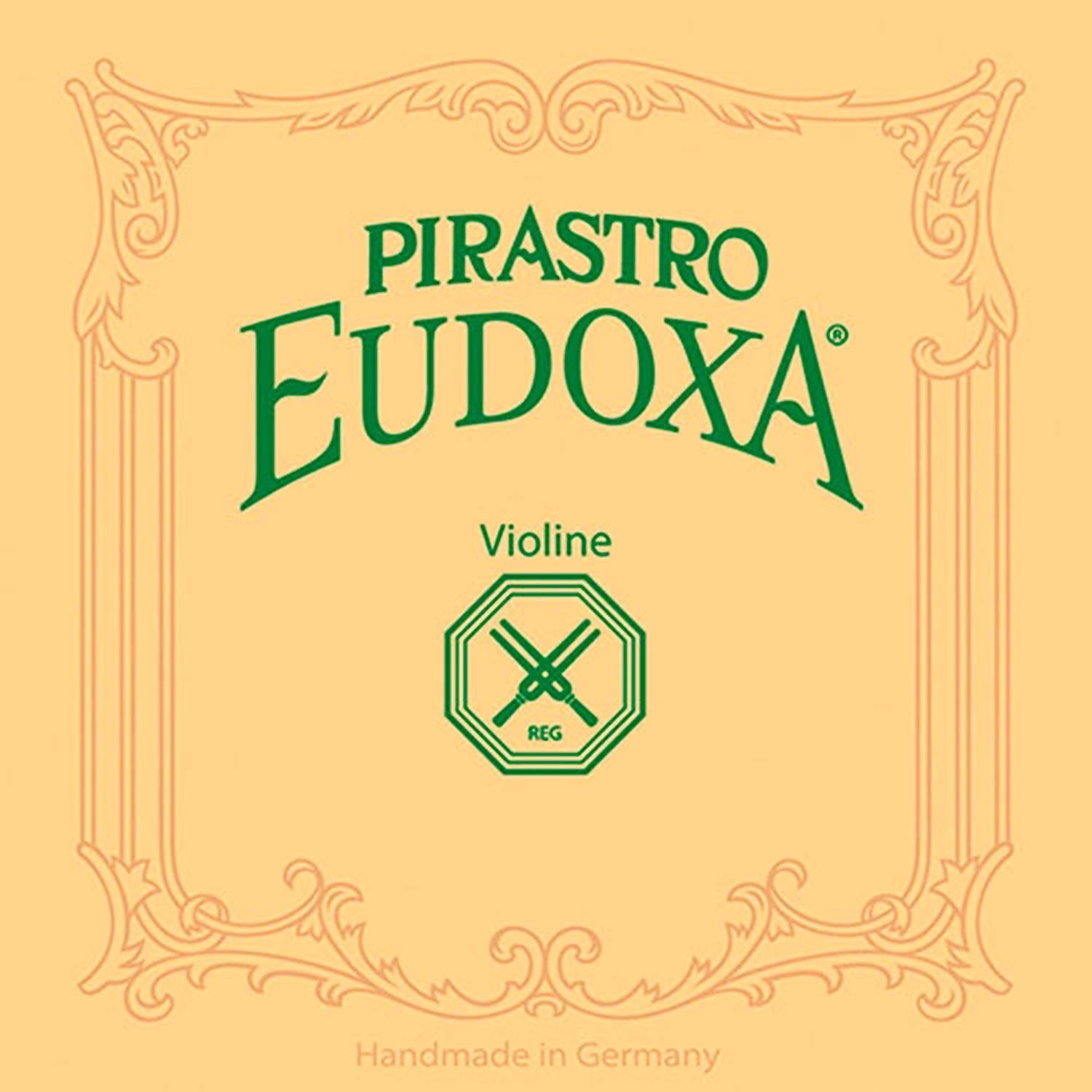 Pirastro Eudoxa Violin String Set, 4/4 Medium - Traditional Replacement Aluminium Wound Gut Cored String Set - Low Tension Strings for Violin Players