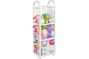 HOOBRO Stuffed Animal Storage, Kids Toy Zoo Storage Organizer with Wheels and Elastic Band, Large Stuffed Animals Holder for 