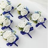 Meldel Blue Boutonniere for Men Wedding, Set of