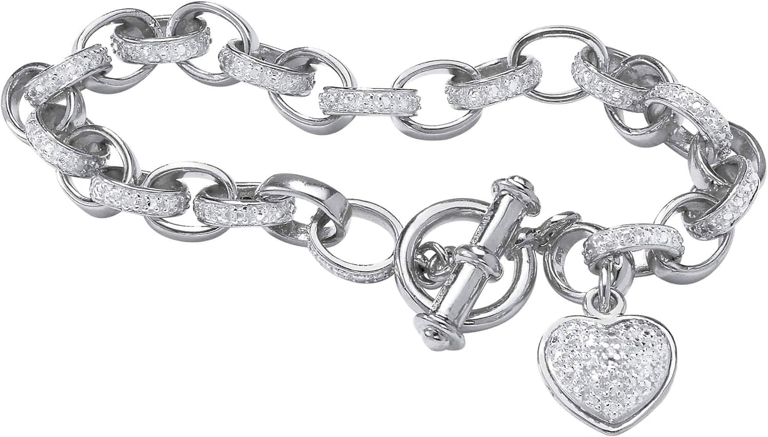 Seta Jewelry Platinum Plated Genuine Pave Diamond Accent