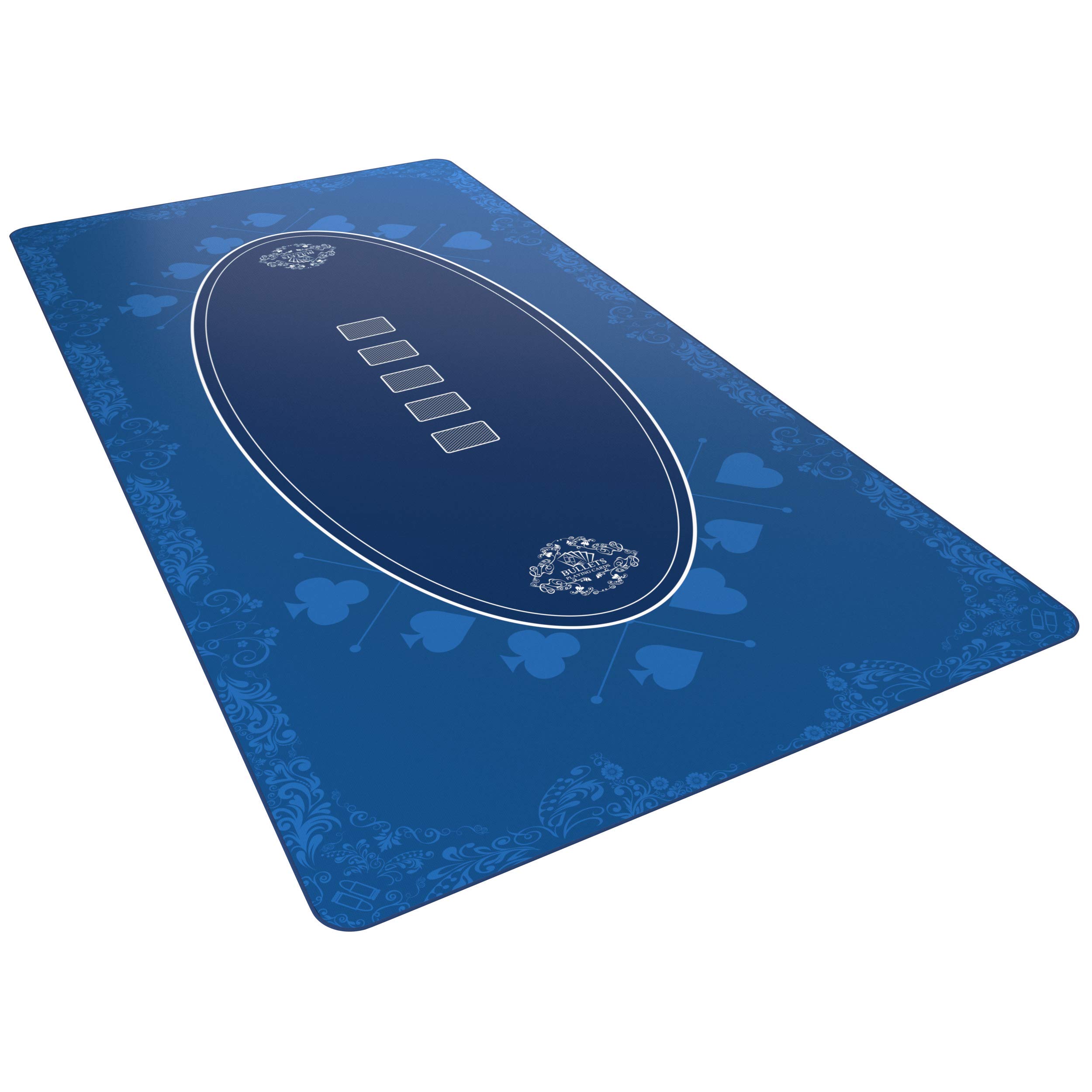 Bullets Playing Cards, Designer Poker Mat, Blue, 200 x 100 cm for Your Own Poker Table, XXL Deluxe Poker Cloth, Poker Rug, Poker Table Cover