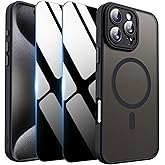 Deekeewe Magnetic Case for iPhone 15 Pro Max with Privacy Screen Protector & Camera Cover [Compatible with MagSafe],Soft Shockproof Phone Case Protective Bumper Cover for iPhone 15 ProMax,Black