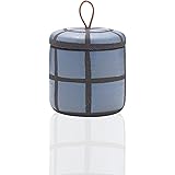 Scott Living Oasis Blue Ceramic Geometric Vase with Lid, 4 inch