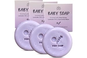 Relaxcation Baby Soap Bar with Lavender Essential Oils, Organic Chamomile Water and Moisturizing Shea Butter - Naturally Cold Process in USA - Gift For Newborns, Baby, Kids (3-pack)