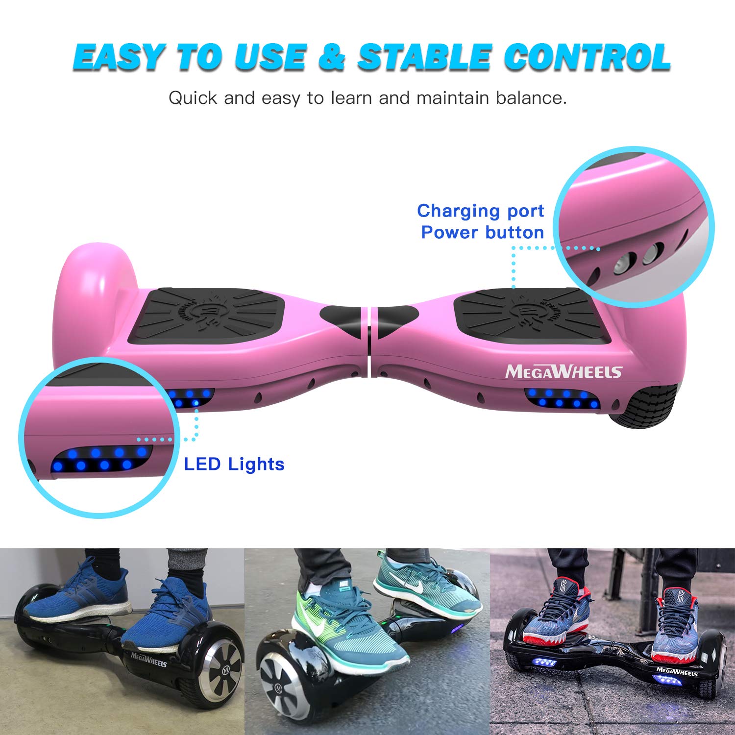 MegaWheels Hoverboard Self Balancing Scooter Hover Board for Kids Adults with UL Certified