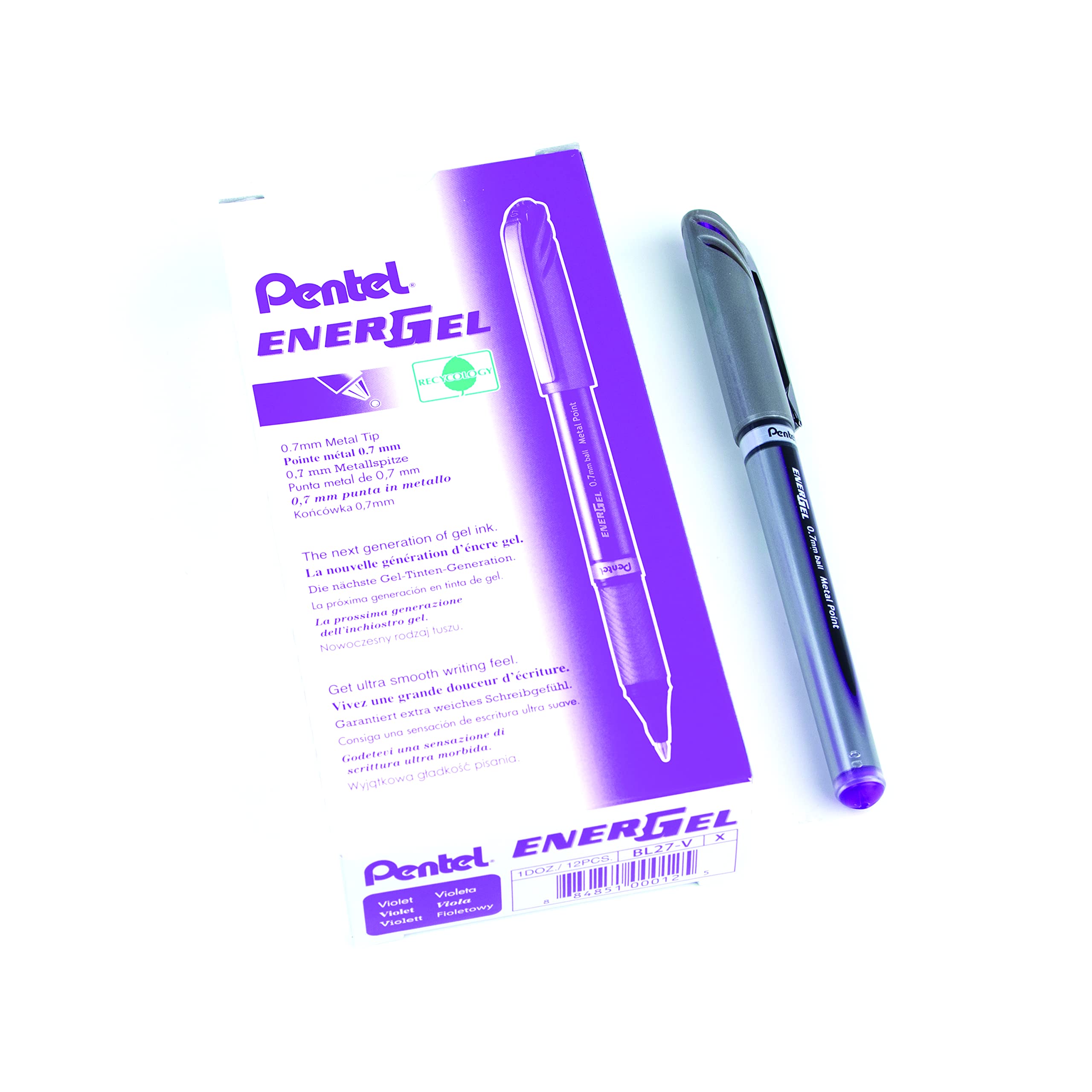 Pentel 0.7 mm Energel Plus Roller Pen - Violet (Pack of 12 Pens)