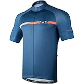 ROTTO Mens Cycling Jersey Short Sleeve Bike Shirt with Rear Pockets Stripe Series