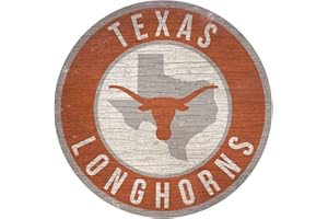 LA AUTO GEAR Texas Longhorns Sign Wood 12 Inch Round State Design