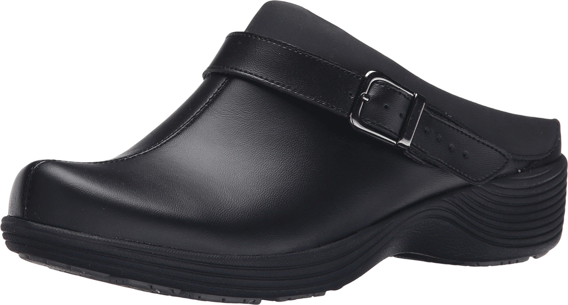 WorkWonders by Dankso Women's Carnation Open-Back Clog (Black Leather, 36)