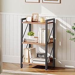 HOOBRO Bookshelf, 3-Tier Industrial Bookcase, Book