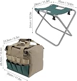 Cikonielf Folding Garden Stool Chair with Tool Bag for Camping & Gardening view 3